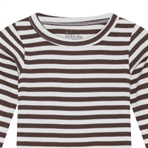 BIRKHOLM Stribet Rib Body Perfekt Hvid & Chokolade Brun